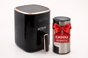 Airfryer cu aer cald BÖHM HOME, Friteuză BDY-AF533R + Râșniță electrică de cafea BÖHM HOME Cadou