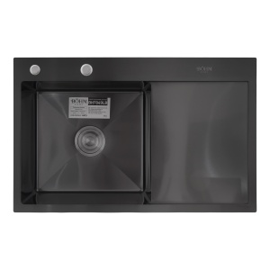 Chiuvetă de bucătărie din inox alimentar SUS304 BH7849LB BÖHM HOME Nano Black 780x490x215 mm + kit sifon - Img 2