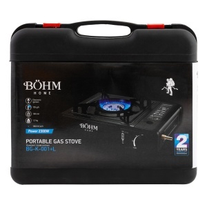 Plita cu un arzator pe gaz Camping BÖHM HOME BG-K-001+L, GPL, 2.3 kW, Racord metalic extern pentru furtun de gaz, 33.5x19.5x9 cm - Img 11