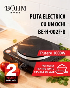 Plită electrică cu un ochi BÖHM HOME BE-H-002F-B, 22.5x26x6.5 cm - Img 2