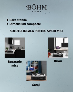 Plită cu un arzător pe gaz BÖHM HOME BG-2811-B Negru, 29.5x29x6.5 cm - Img 4
