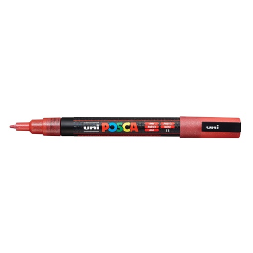 AK UNI marker PC-3ML crveni sa šljokicama POSCA