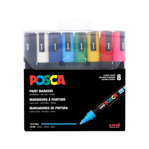 AK UNI set PC-5M POSCA /1.8-2.5mm 8 kom osnovne boje*