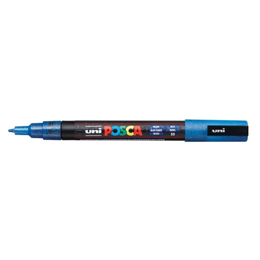 AK UNI marker PC-3ML plavi sa šljokicama POSCA