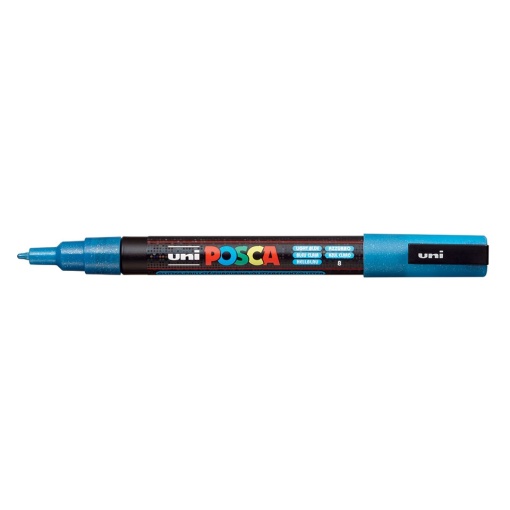 AK UNI marker PC-3ML plavi svetlo sa šljokicama POSCA