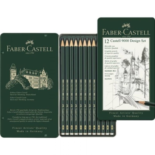 Graphite pencil, 9000 Castell Design Set, tin of 12