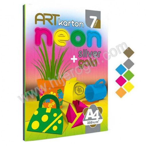 Art blok A4 neon,srebrni i zlatni 250gr 7l