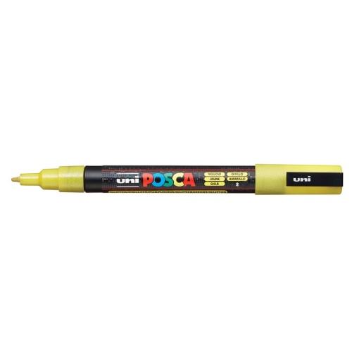 AK UNI marker PC-3ML žuti sa šljokicama POSCA