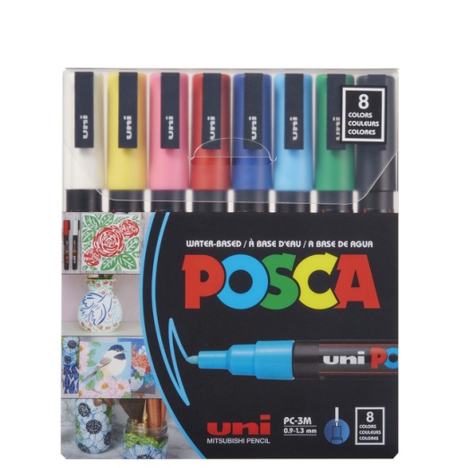 AK UNI set PC-3M POSCA /0.9-1.3mm 8 kom osnovne boje *