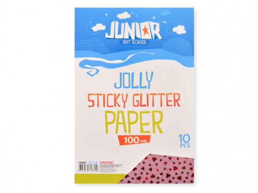 Papir samolepljivi glitter A4, srca cveni