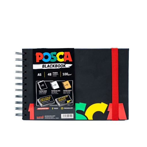UNI blok posca sketch A5 100G 3*16L, beli, braon i crni blackbook