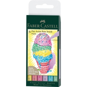 Brush Pastel India ink pen, wallet of 6