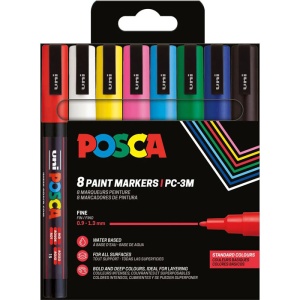 Set AK UNI Posca PC-3M 0.9-1.3mm osnovne boje 1-8