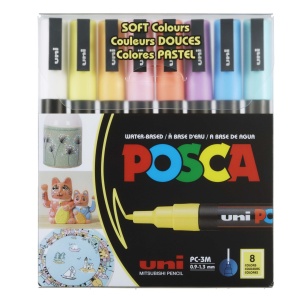 UNI SET PC-3M Posca 0.9-1.3mm 8kom, pastelne boje