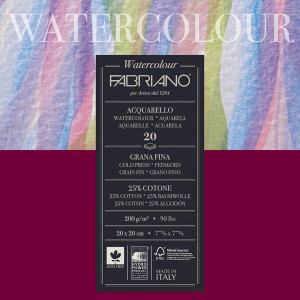 Watercolour blok, 20x20 cold pressed 200gr sides glued 20l