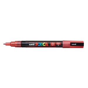 AK UNI marker PC-3ML crveni sa šljokicama POSCA
