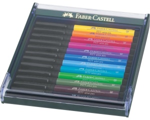 Brush India ink pen, set of 12, Basic tones
