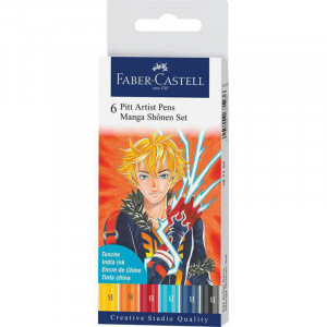 Manga Brush India ink pen Shonen wallet of 6