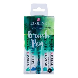 Markeri Ecoline Green Blue Brush Pens set of 5