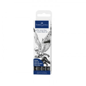 India ink pen black wallet of 4 black