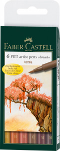 Brush Terra India ink pen, wallet of 6