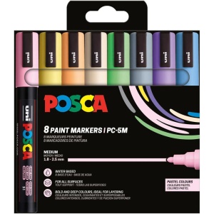 Set AK UNI Posca PC-5M 1.8-2.5mm pastelne boje 1-8