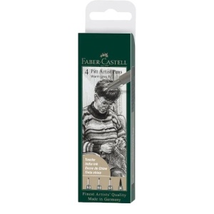 Artist Pen India ink pen, wallet of 4, warm grey IV