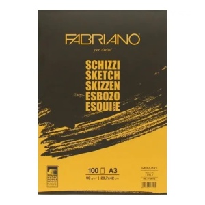 Schizzi A3 90g side glued blok, 29,7x42 crni 100l