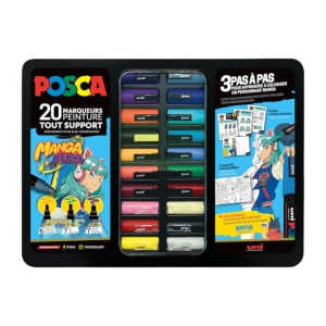 Set Posca u metalnoj kutiji PC-1M-3M-5M-8M Manga hero 1-20