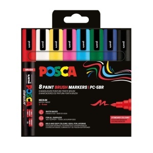 Set UNI Posca PC-5BR brush 1-4mm 1-8