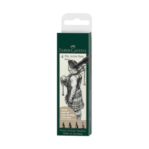 Artist Pen India ink pen, wallet of 4, black
