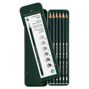 Graphite pencil 9000 Castell, tin of 6