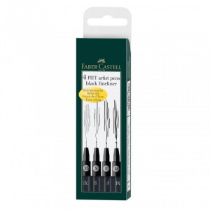 India ink pen, wallet of 4, black
