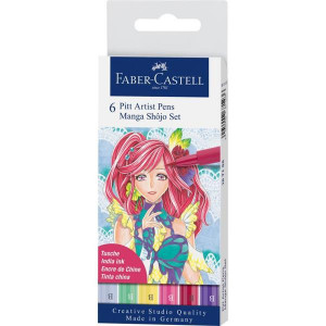 Manga Brush India ink pen Shôjo wallet of 6