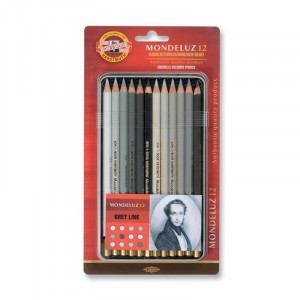 Aquarell grey line 3722 12 coloured pencils