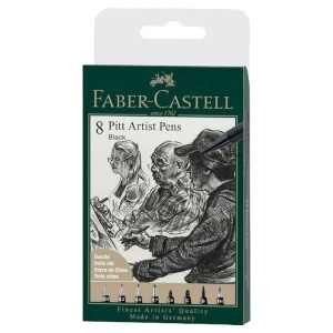 Artist Pen India ink pen, wallet of 8, black