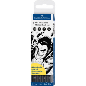Artist Pen Manga Set Black of 4