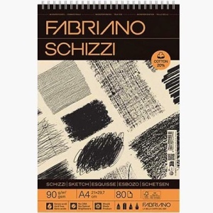 Blok A4 Schizzi skicen 90gr 20% cotton spirala gore 80l