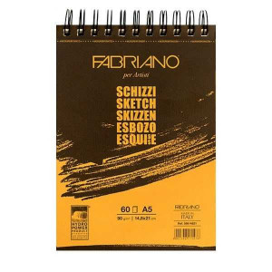 Schizzi A5 spirala blok, 14,8x21 crni, 90g 60l