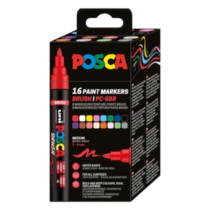 Set UNI Posca PC-5BR brush 1-4mm 1-16