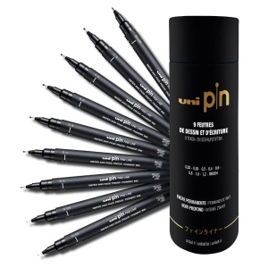 Uni marker pin set 1-9 crni