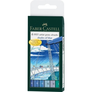 Brush Artist Pens Wallet Set 6 shades blue