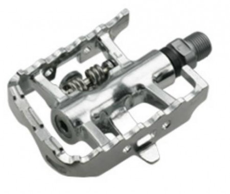 Pedale HTI SPD-MTB Multi-210S bile ax CNC Cr-Mo placute incluse platforma+SPD argintii