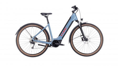 Bicicleta Electrica CUBE NURIDE HYBRID PERFORMANCE 625 ALLROAD EASY ENTRY Metalblue Red