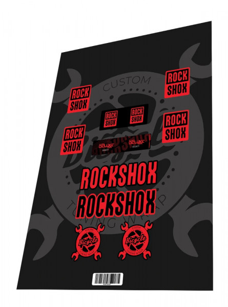 Stickere adezive furca Rockshox Super Deluxe Coil Select Fire Red Black 2023