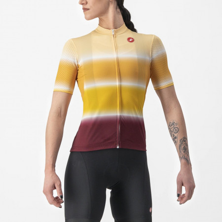 Tricou maneca scurta CASTELLI Dolce Galben Visiniu Dama