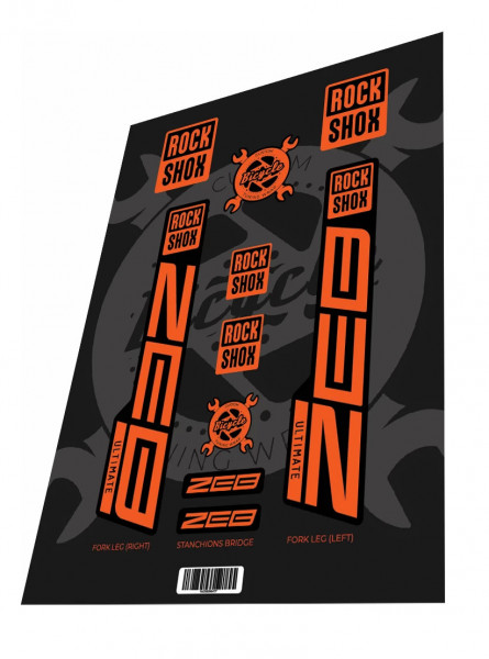 Stickere adezive furca ROCKSHOX Zeb Ultimate 2022 Black Orange