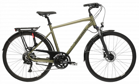 Bicicleta KROSS TRANS 5.0 28" Khaki-Negru-Green Mat 24