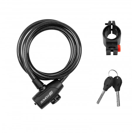 Lacat Force Strong spirala 150cm/10mm cu suport negru
