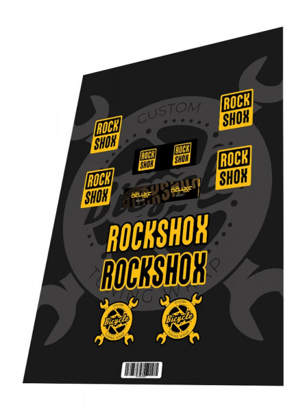 Stickere adezive furca Rockshox Super Deluxe Coil Select Yellow Black 2023